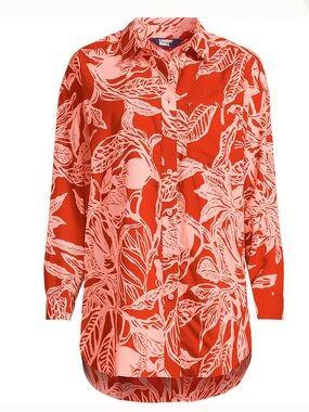 Lands End Women's Cotton Voile Billowy Oversized Shirt